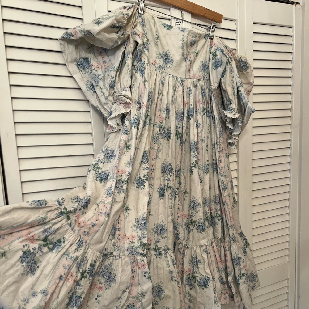 SELKIE cotton midi French puff dress